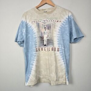 Liquid Blue Elvis Presley Graceland Tie Dye T-Shirt Mens Large Single Stitch USA